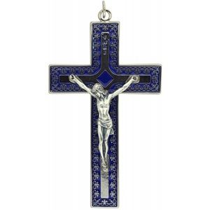 Filigree-Style Crucifix with Blue Inlay, NWOT